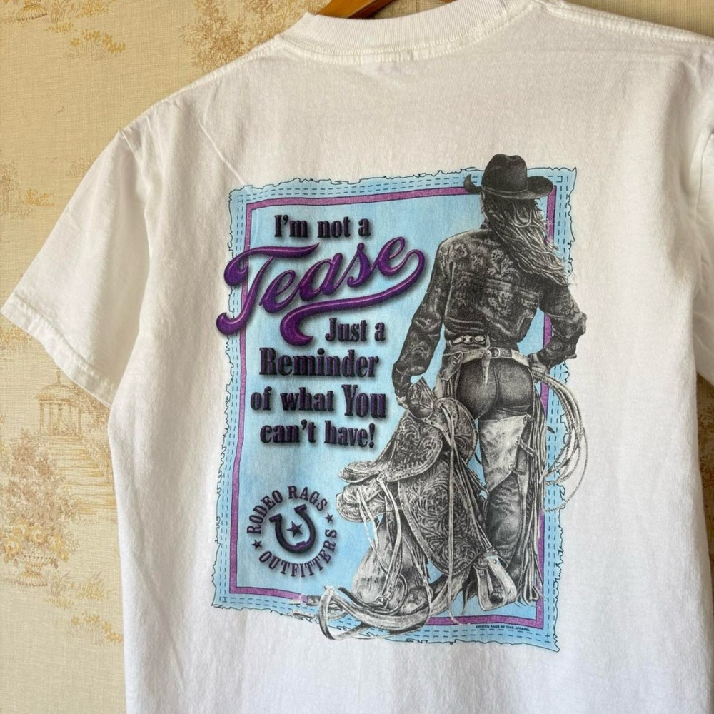 Vintage Y2K I’m Not a Tease Rodeo Rags Outfitters western cowgirl tee S
